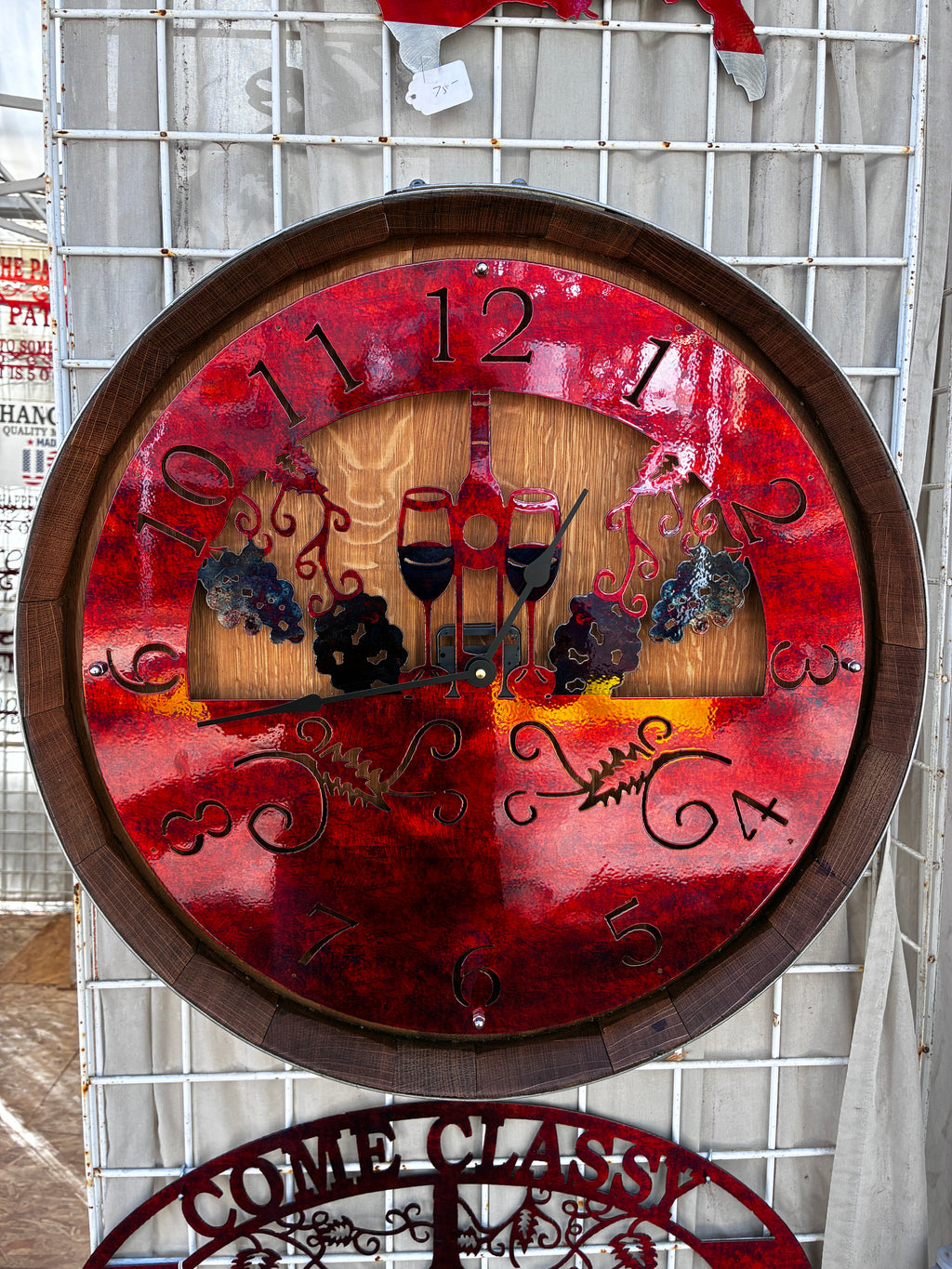 Clock 2 Glasses 1 Bottle Metal Sign 20in 18 Gauge Steel Wall Decor ...