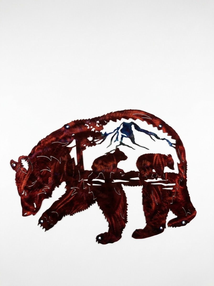 Wildlife Bear in Bear Paw Metal Sign 14x10 18 Gauge Steel Wall Decor