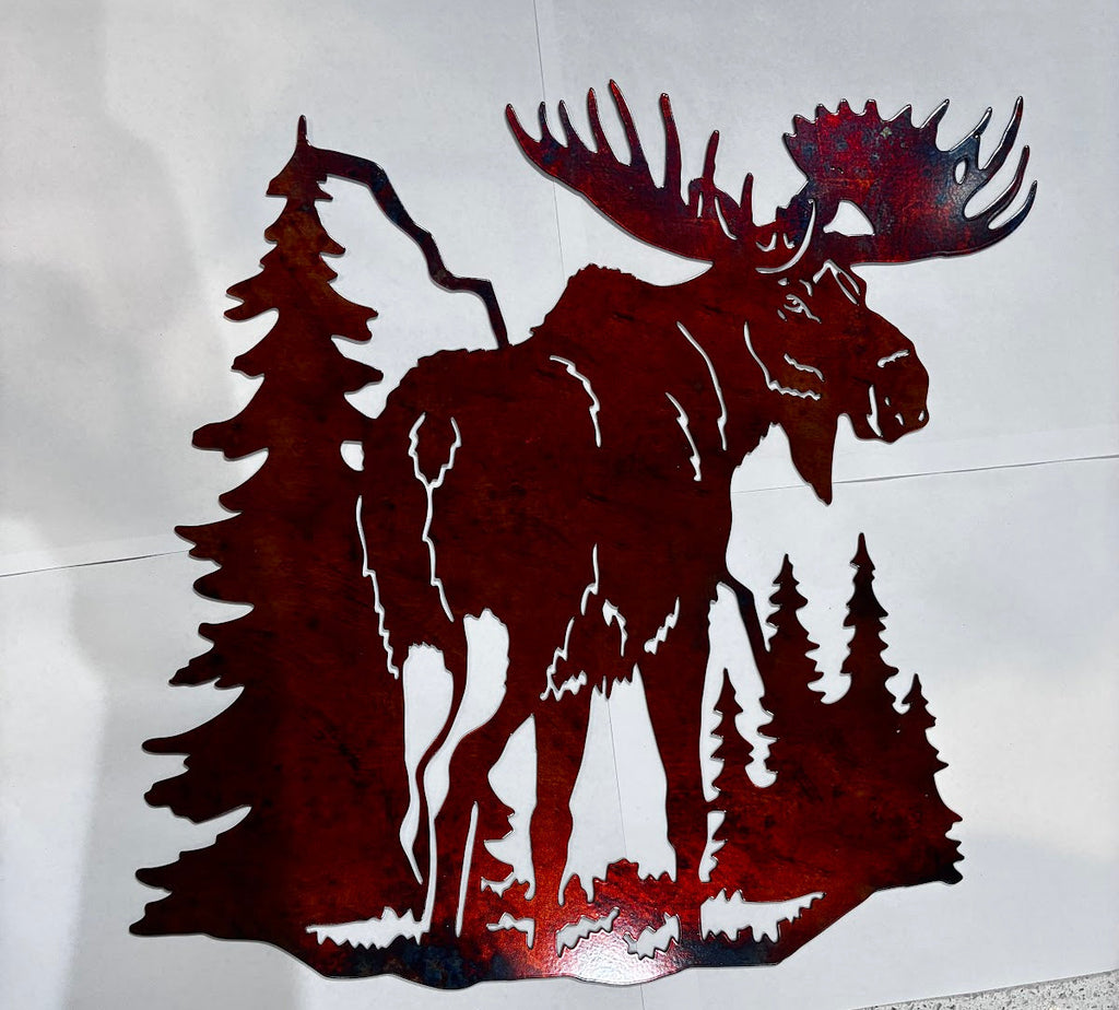 Wildlife Moose facing right Metal Sign 18x12 18 Gauge Steel Wall Decor