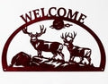 2 Deer Elk Scene Welcome 1/2 Oval Metal Sign 12x23.5 18 Gauge Steel Wall Decor