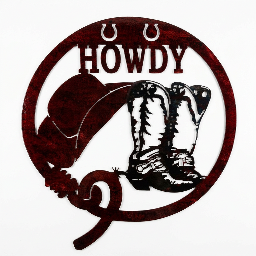 Howdy Circle Metal Sign 16x14 18 Gauge Steel Wall Decor