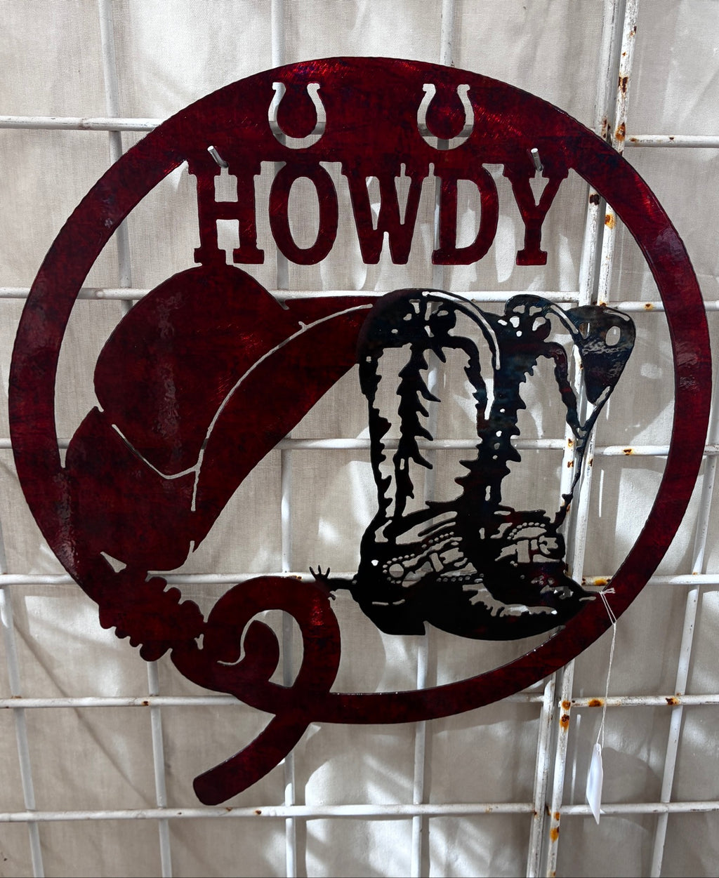 Howdy Circle Metal Sign 16x14 18 Gauge Steel Wall Decor