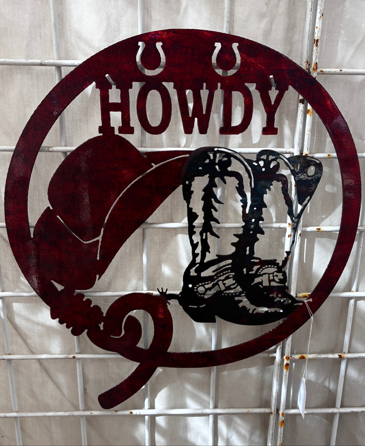 Howdy Circle Metal Sign 16x14 18 Gauge Steel Wall Decor