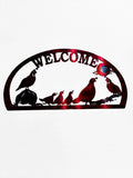 Quail Welcome Half Oval Metal Sign